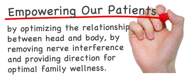 Empowering patients by optimizing the relationship between head and body, by removing nerve interference and providing direction for optimal family wellness.
